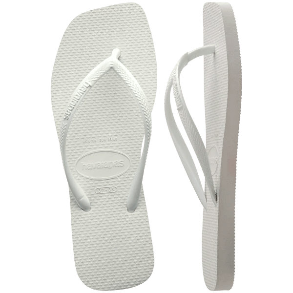 HAVAIANAS Slim Square Logo Pop Up Flip-Flop - White - The Salty BabeSandals