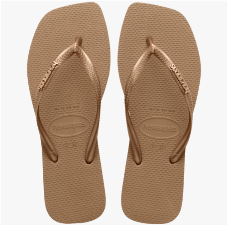 HAVAIANAS Slim Square Logo Pop Up Sandal - Rose Gold - The Salty BabeFootwear