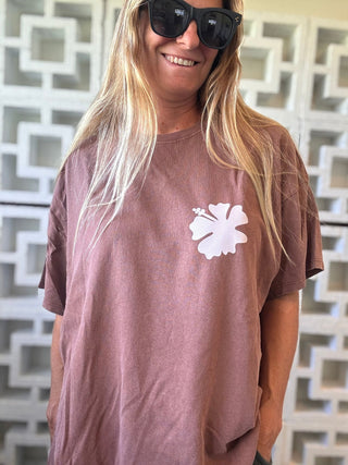 Hibiscus OMMS oversized tee - Chestnut - The Salty BabeGraphic Tee Shirts