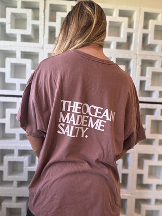 Hibiscus OMMS oversized tee - Chestnut - The Salty BabeGraphic Tee Shirts