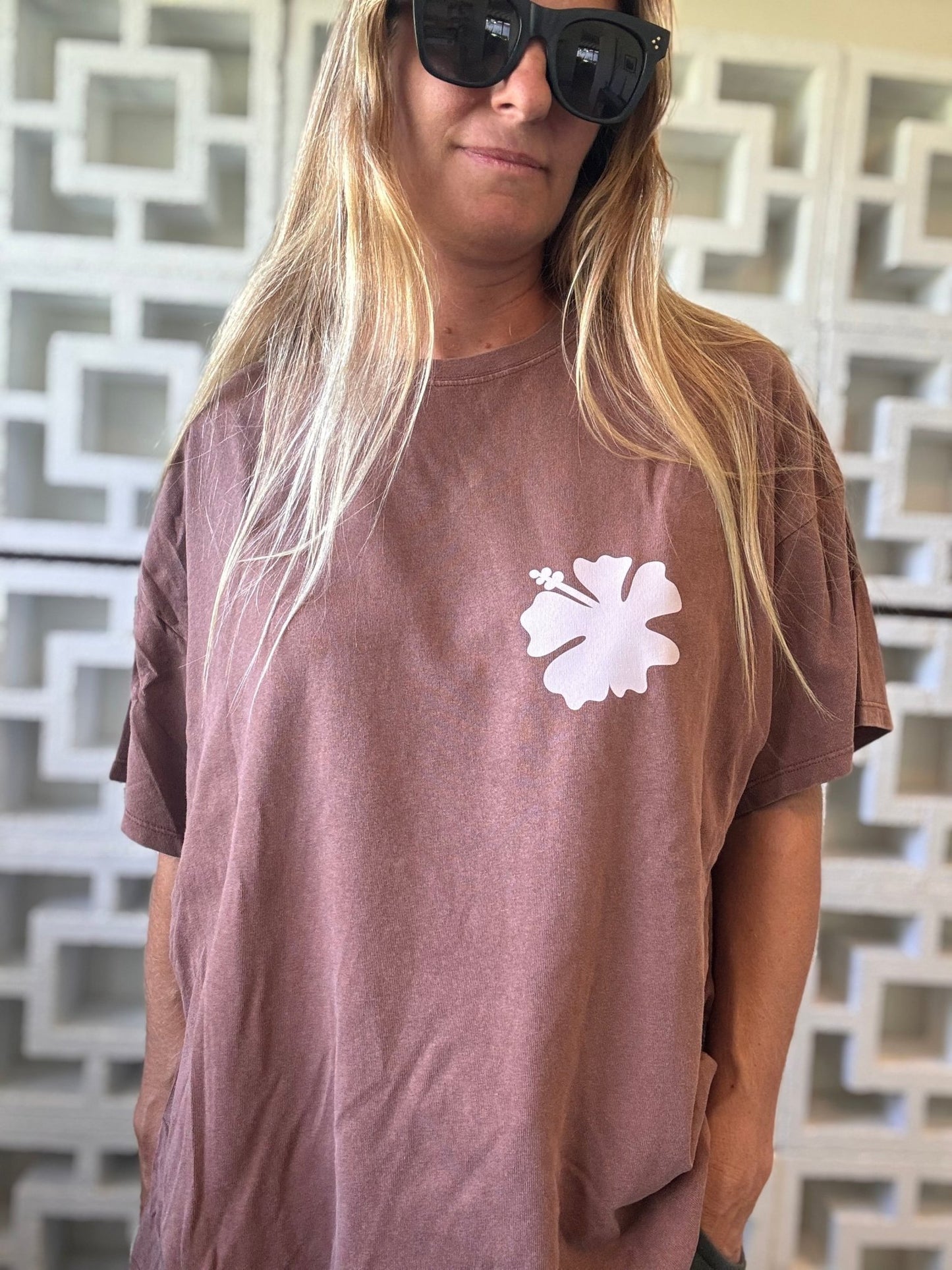 Hibiscus OMMS oversized tee - Chestnut - The Salty BabeGraphic Tee Shirts