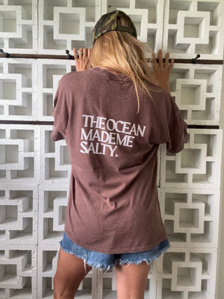 Hibiscus OMMS Oversized Tee-Chestnut/Pink - The Salty BabeGraphic Tee Shirts