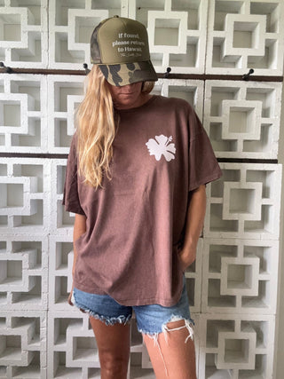 Hibiscus OMMS Oversized Tee-Chestnut/Pink - The Salty BabeGraphic Tee Shirts