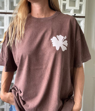 Hibiscus OMMS Oversized Tee-Chestnut/Pink - The Salty BabeGraphic Tee Shirts