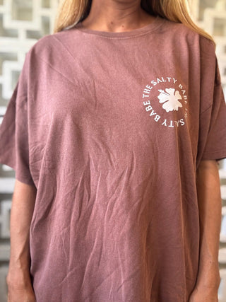 Hibiscus SB Circle Oversized Tee - Chestnut - The Salty BabeGraphic Tee Shirts