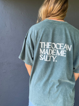 Hibiscus SB OMMS Oversized Tee-Green/White - The Salty BabeGraphic Tee Shirts