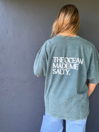 Hibiscus SB OMMS Oversized Tee-Green/White - The Salty BabeGraphic Tee Shirts