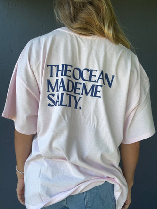Hibiscus SB OMMS Oversized Tee-Pink/Navy - The Salty BabeGraphic Tee Shirts