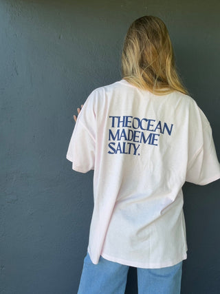 Hibiscus SB OMMS Oversized Tee-Pink/Navy - The Salty BabeGraphic Tee Shirts