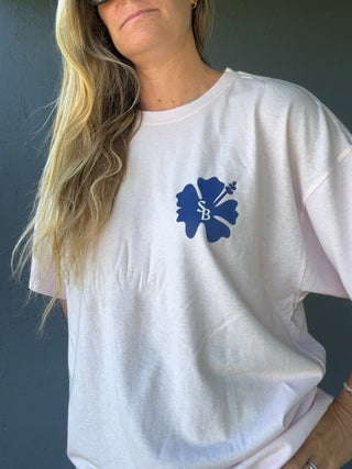 Hibiscus SB OMMS Oversized Tee-Pink/Navy - The Salty BabeGraphic Tee Shirts