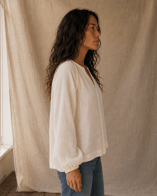 Huckleberry Braided Trim Blouse-Ecru - The Salty BabeLong Sleeve Tops