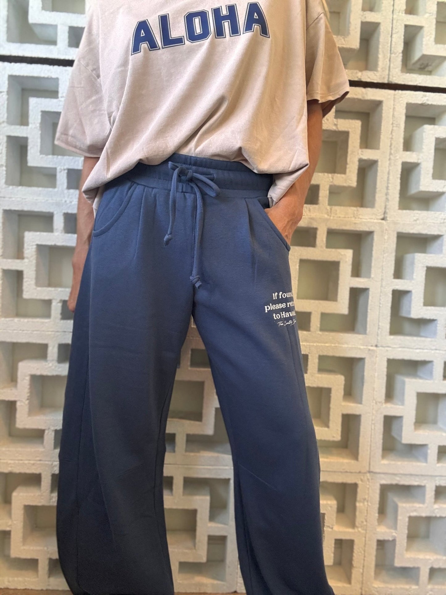 If Found Baggy Barrel Sweatpants - Montauk Blue - The Salty BabeFleece Pants