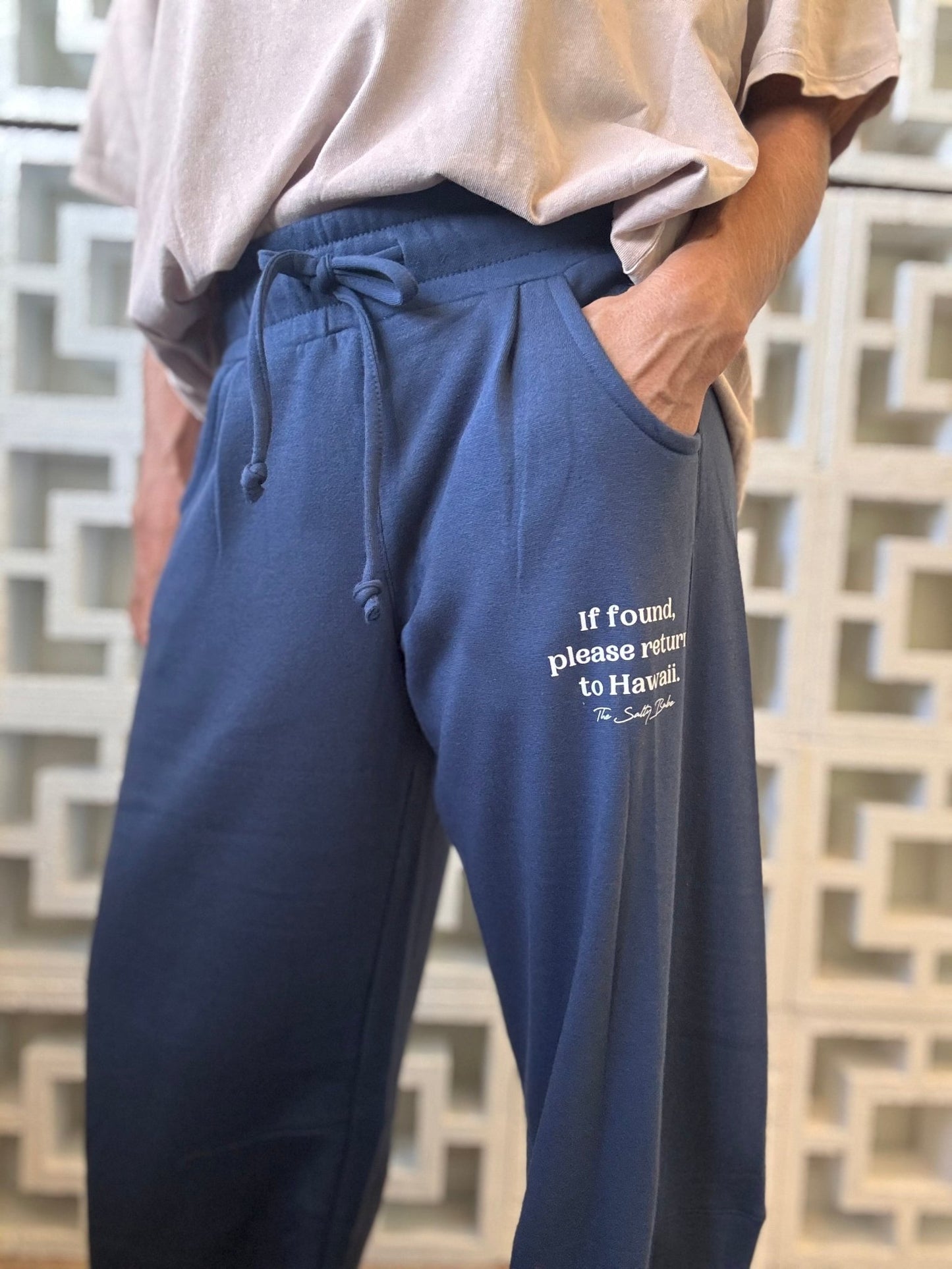 If Found Baggy Barrel Sweatpants - Montauk Blue - The Salty BabeFleece Pants