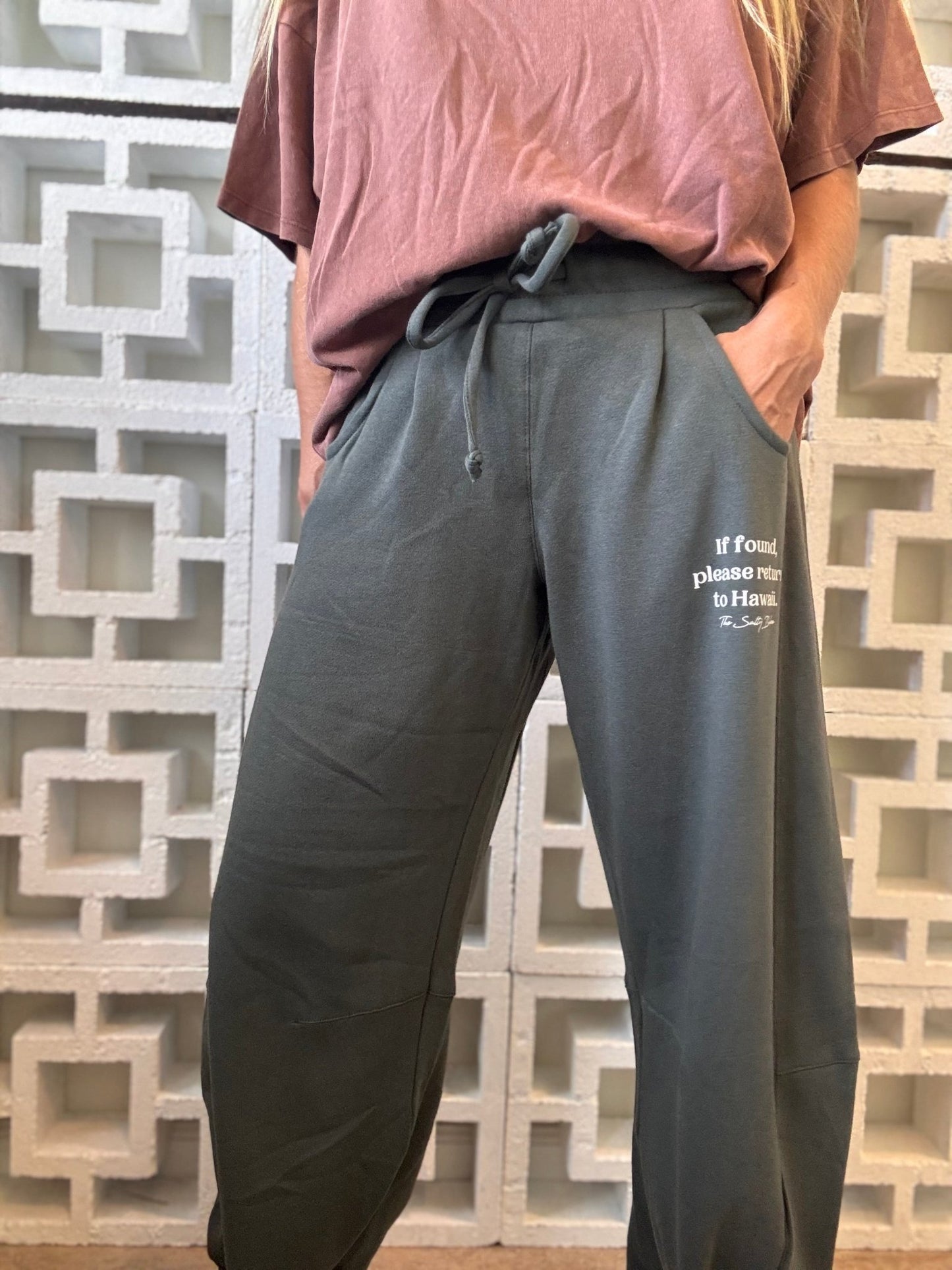 If Found Baggy Barrel Sweatpants - Palm Green - The Salty BabeFleece Pants