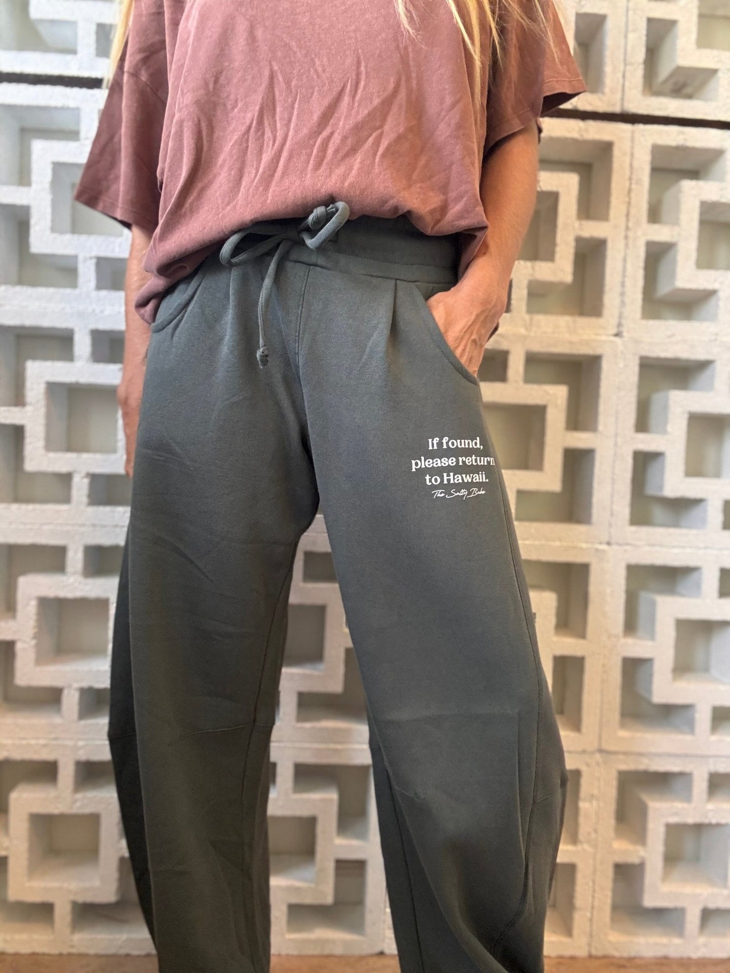If Found Baggy Barrel Sweatpants - Palm Green - The Salty BabeFleece Pants