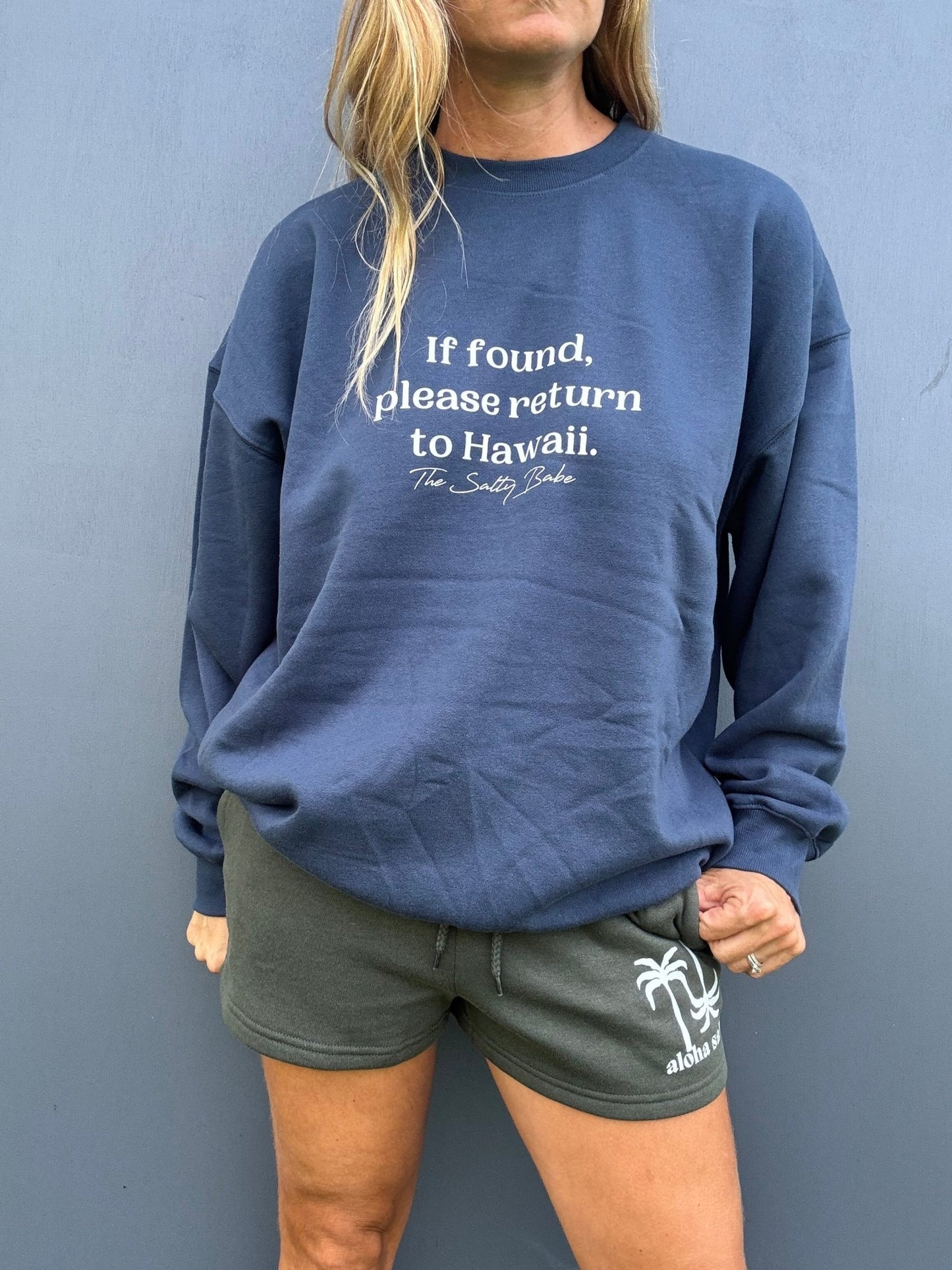 If Found Crewneck Sweatshirt - Navy - The Salty BabeFleece Tops