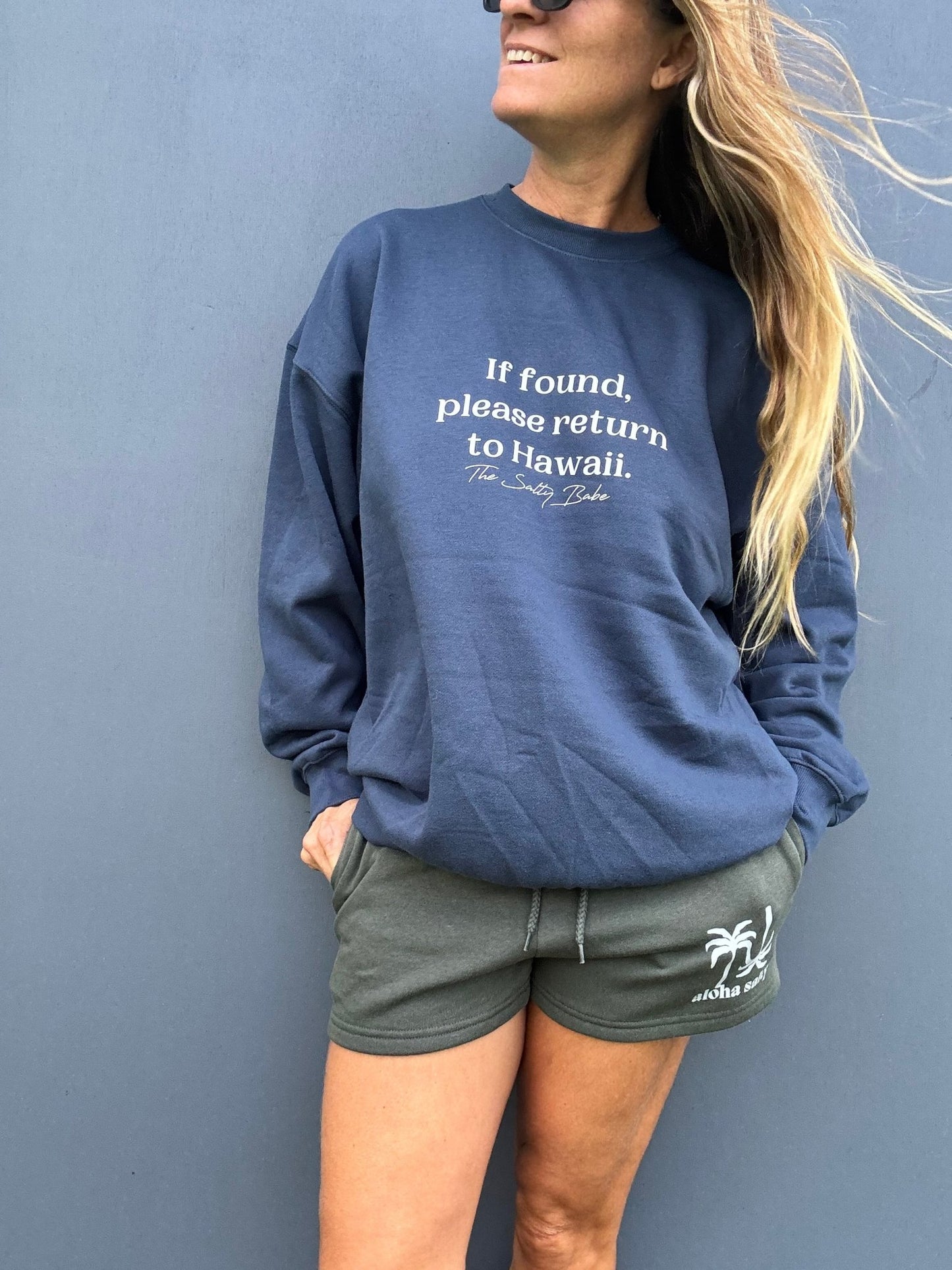 If Found Crewneck Sweatshirt - Navy - The Salty BabeFleece Tops
