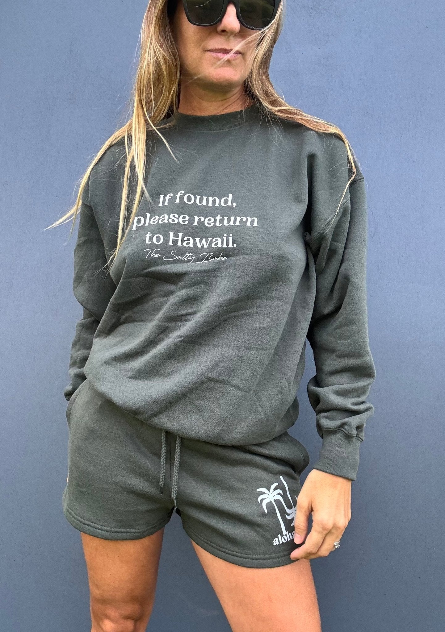 If Found Crewneck Sweatshirt - Palm Green - The Salty BabeFleece Tops