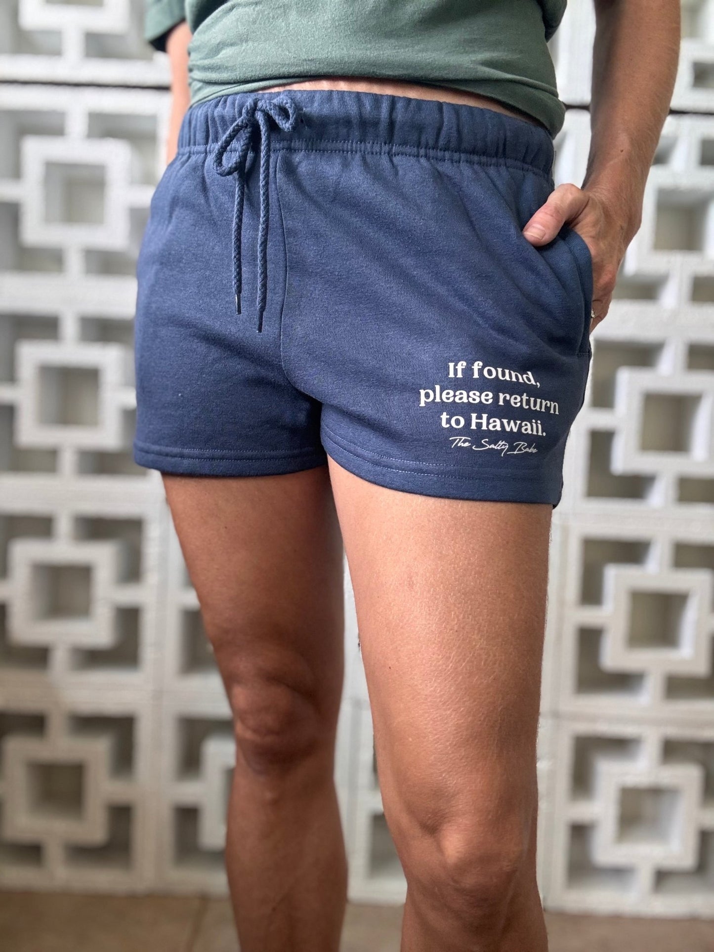 If Found Return To Hawaii Shorts - Indigo - The Salty BabeShorts