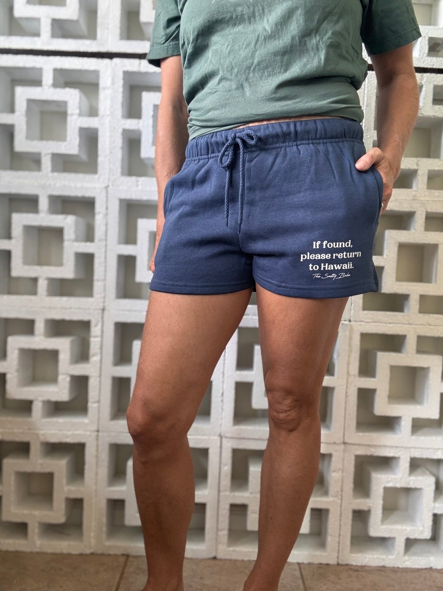 If Found Return To Hawaii Shorts - Indigo - The Salty BabeShorts