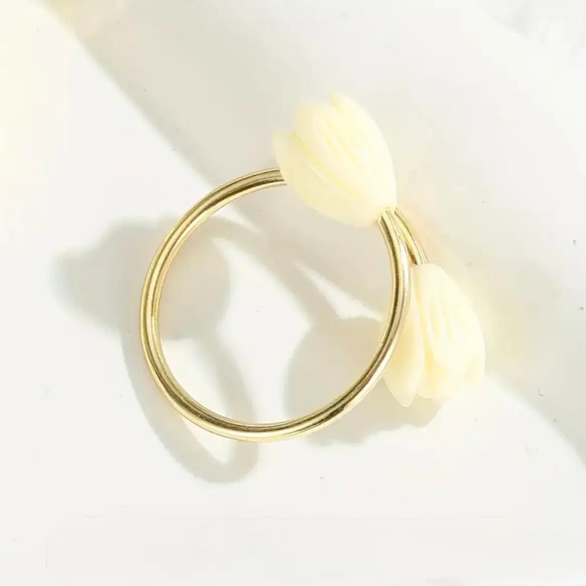 Ivory Double Pikake Gold Ring - The Salty BabeRings