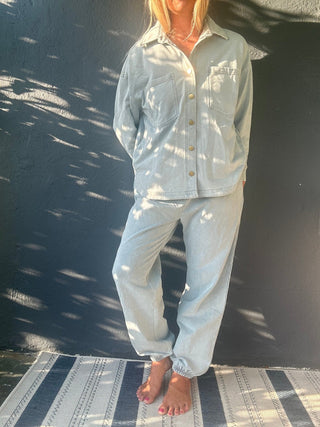Just A Girl Washed Denim Pant - The Salty BabePants