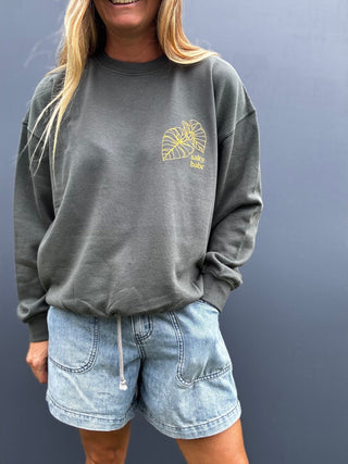 Kalo Aloha Crewneck Sweatshirt - Green Palm - The Salty BabeFleece Tops