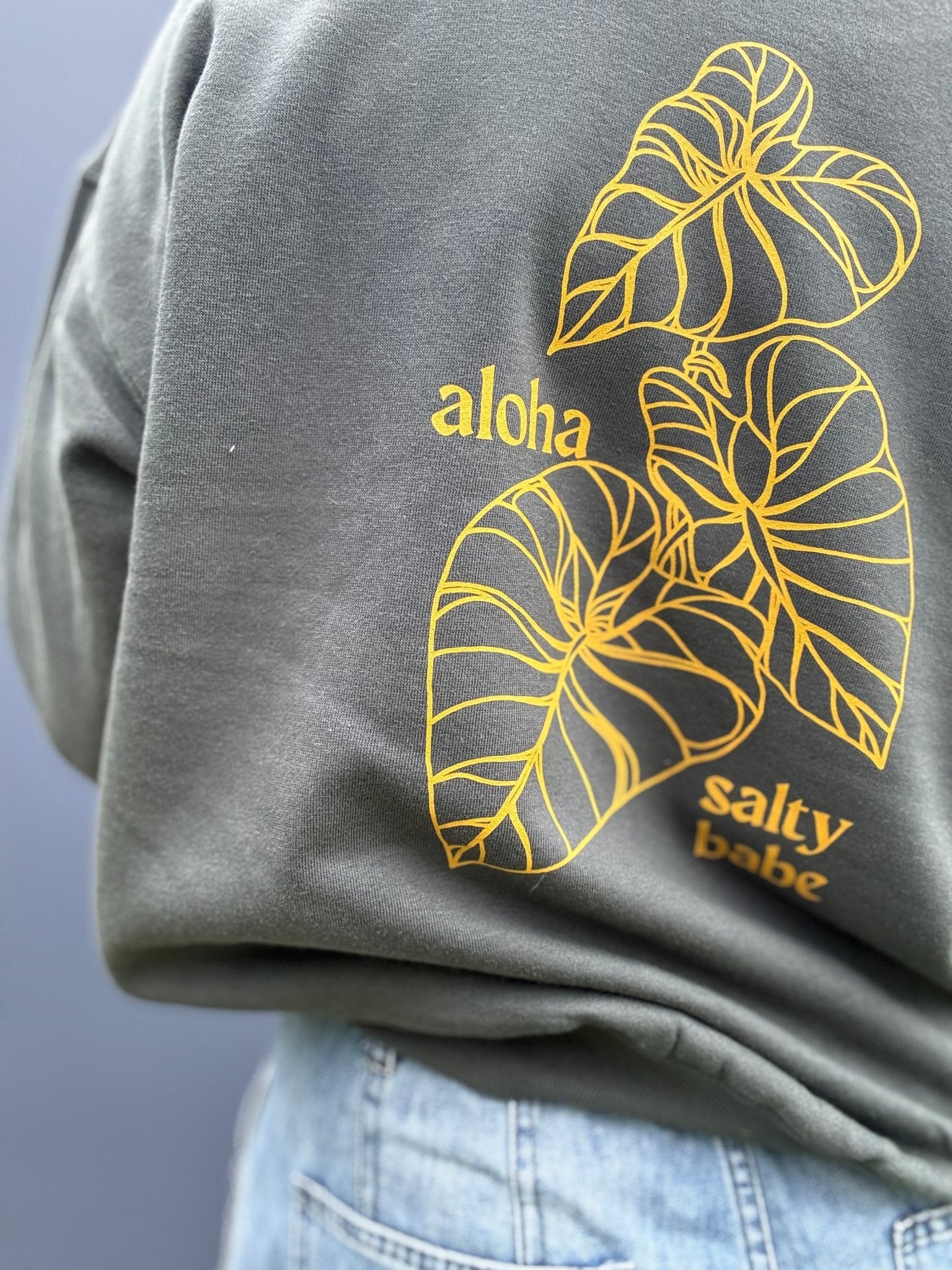 Kalo Aloha Crewneck Sweatshirt- Green Palm – The Salty Babe