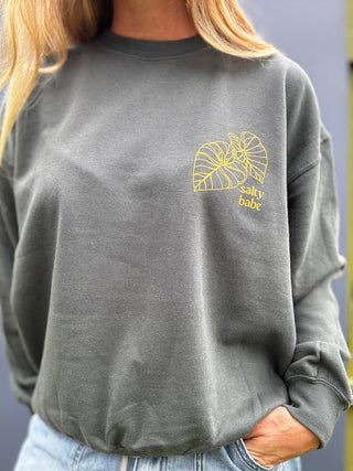 Kalo Aloha Crewneck Sweatshirt - Green Palm - The Salty BabeFleece Tops