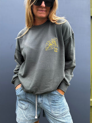 Kalo Aloha Crewneck Sweatshirt - Green Palm - The Salty BabeFleece Tops