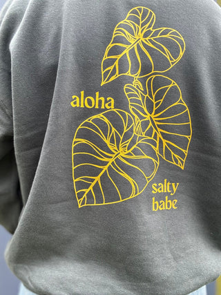 Kalo Aloha Crewneck Sweatshirt - Green Palm - The Salty BabeFleece Tops