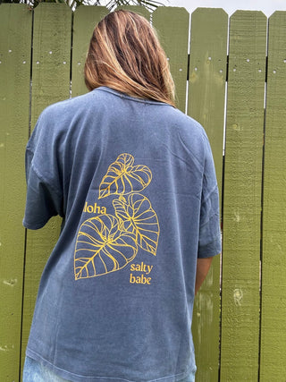 Kalo Aloha Oversized Tee - Navy/Gold - The Salty BabeGraphic Tee Shirts