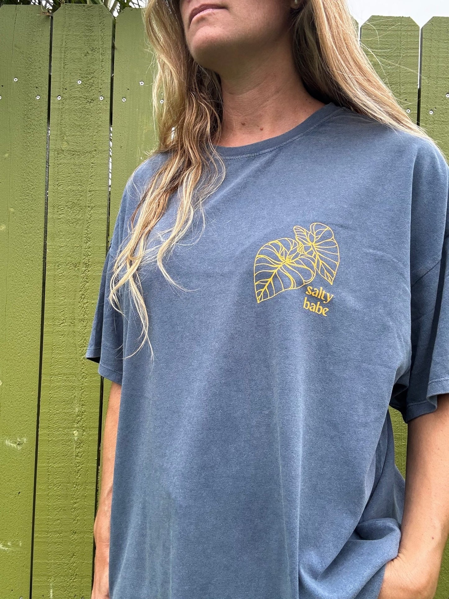 Kalo Aloha Oversized Tee - Navy/Gold - The Salty BabeGraphic Tee Shirts