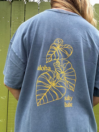 Kalo Aloha Oversized Tee - Navy/Gold - The Salty BabeGraphic Tee Shirts