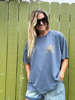 Kalo Aloha Oversized Tee - Navy/Gold - The Salty BabeGraphic Tee Shirts