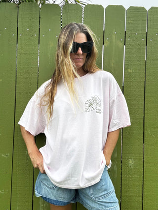 Kalo Aloha Oversized Tee - Sunset Pink/Green Palm - The Salty BabeGraphic Tee Shirts