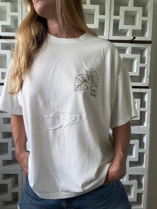 Kalo Aloha Oversized Tee-White/Green - The Salty BabeGraphic Tee Shirts