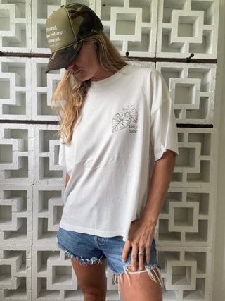 Kalo Aloha Oversized Tee-White/Green - The Salty BabeGraphic Tee Shirts