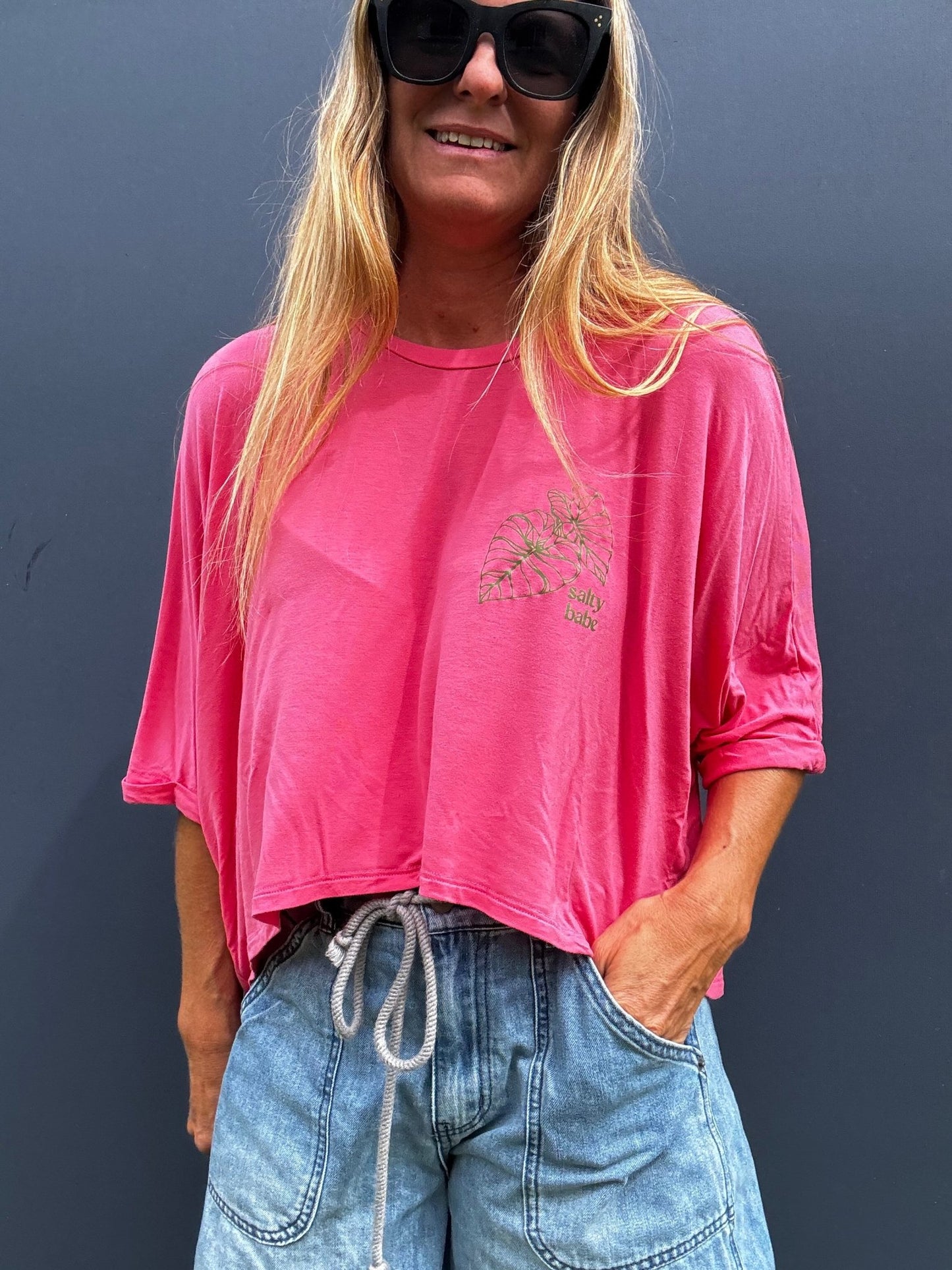 Kalo Aloha Relaxed High - Low Tee - Taffy Pink - The Salty BabeGraphic Tee Shirts