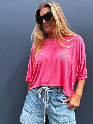 Kalo Aloha Relaxed High - Low Tee - Taffy Pink - The Salty BabeGraphic Tee Shirts