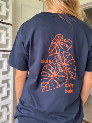 Kalo Leaf City Tee-Eclipse Navy - The Salty BabeGraphic Tee Shirts