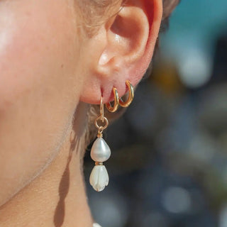 KE ALOHA Asymmetrical Pikake & Pearl Earrings - Huali - The Salty BabeJewelry