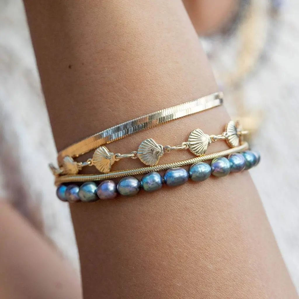 KE ALOHA Gold Filled Seashell Chain Bracelet - Leialoha - The Salty BabeJewelry