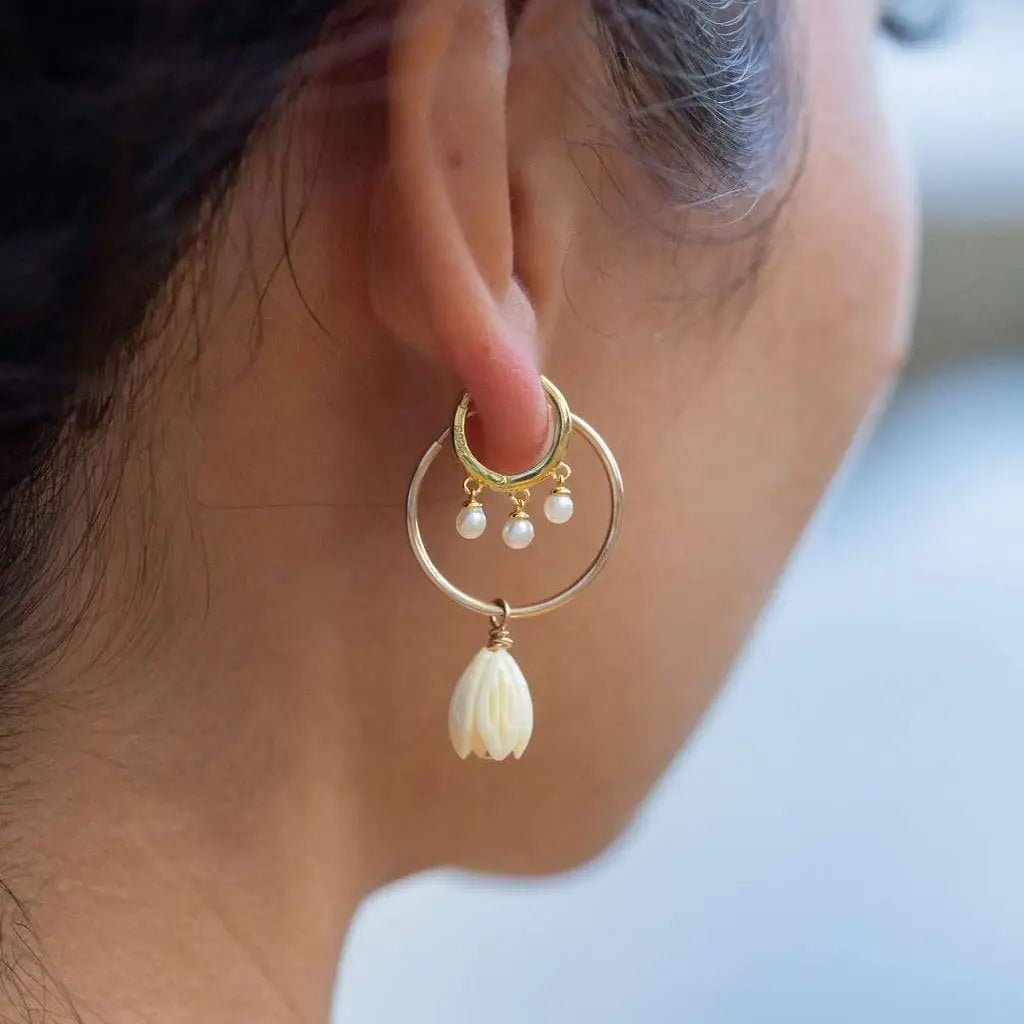 KE ALOHA Pikake Gold Hoop Earrings - Pikake - The Salty BabeJewelry