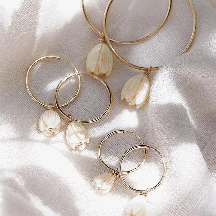 KE ALOHA Pikake Gold Hoop Earrings - Pikake - The Salty BabeJewelry