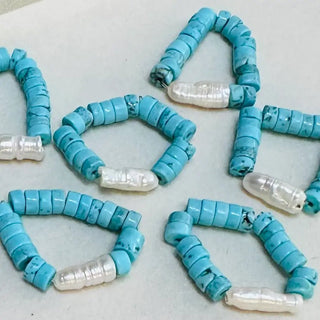 Keshi Pearl Turquoise Bandana Stretch Charm - The Salty BabeAccessories