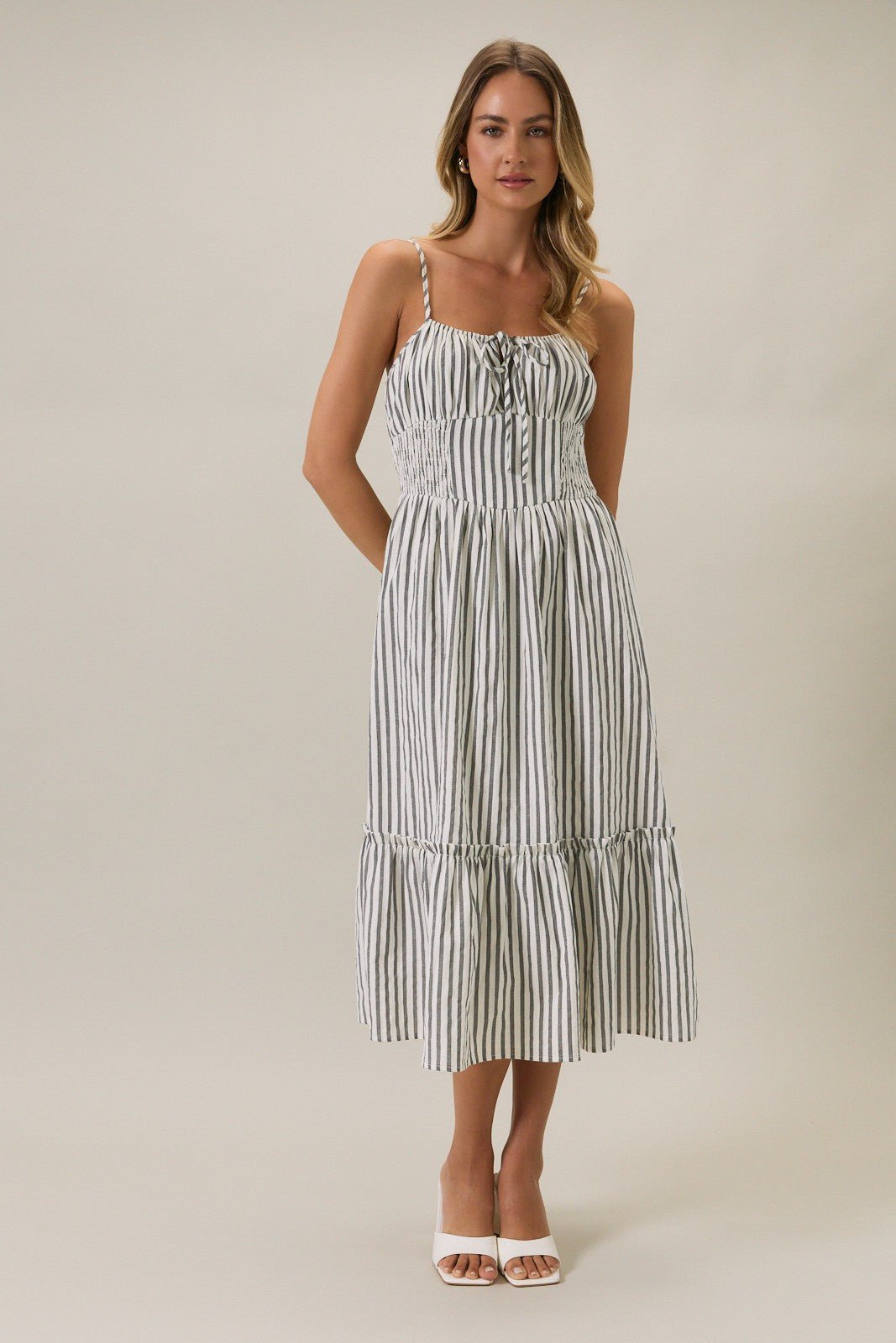 Keyhole Stripe Midi Dress - The Salty BabeDresses