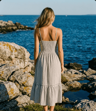 Keyhole Stripe Midi Dress - The Salty BabeDresses