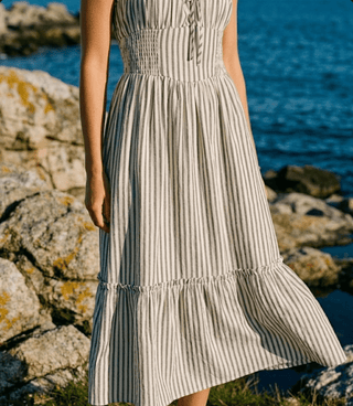 Keyhole Stripe Midi Dress - The Salty BabeDresses