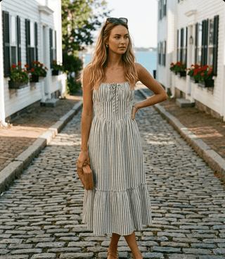 Keyhole Stripe Midi Dress - The Salty BabeDresses